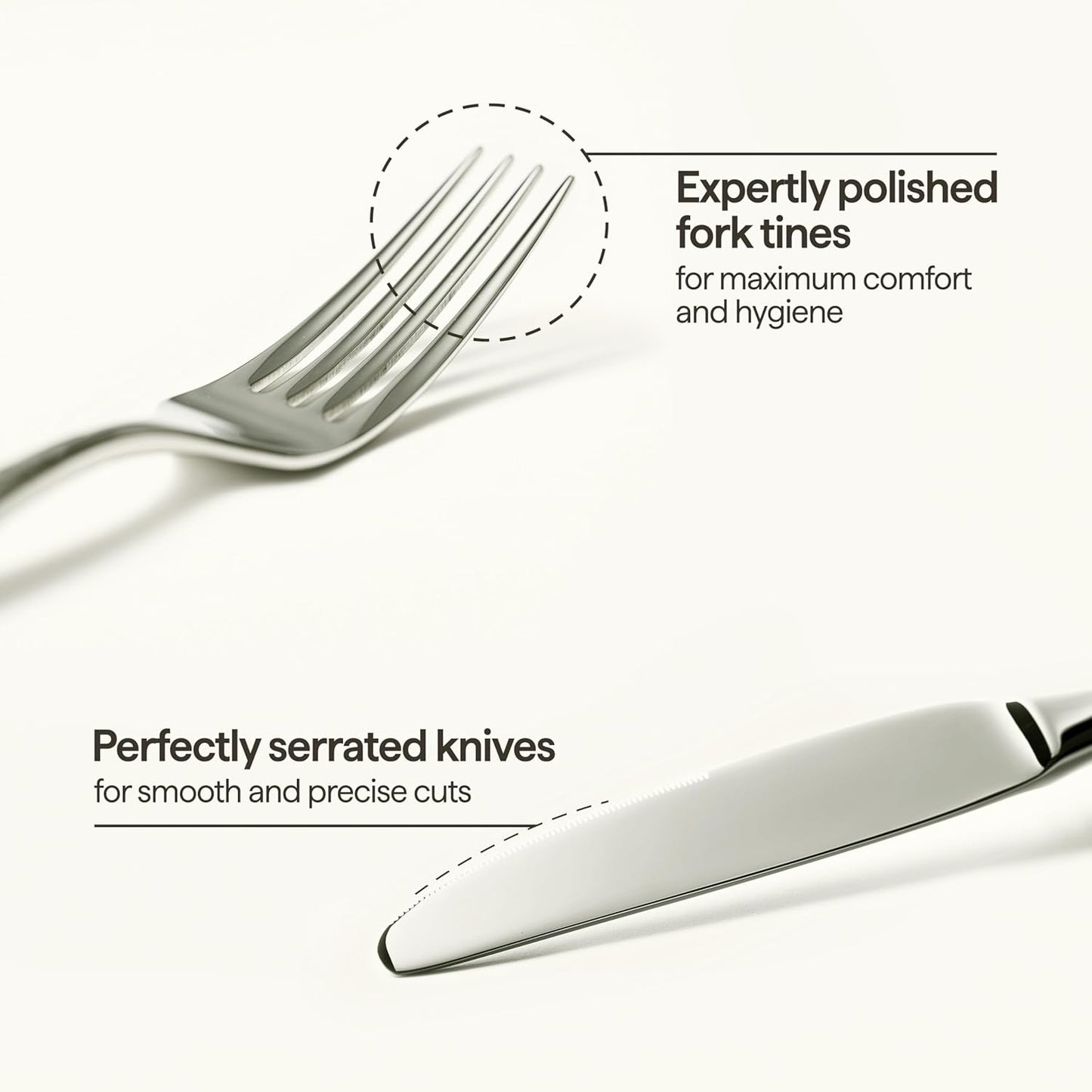 Luciella Tropea Flatware Set for 12, 65-Piece Premium 18/10 Stainless Steel Silverware Set with