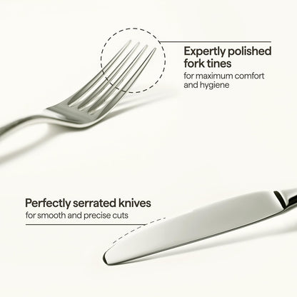 Luciella Tropea Flatware Set for 12, 65-Piece Premium 18/10 Stainless Steel Silverware Set with