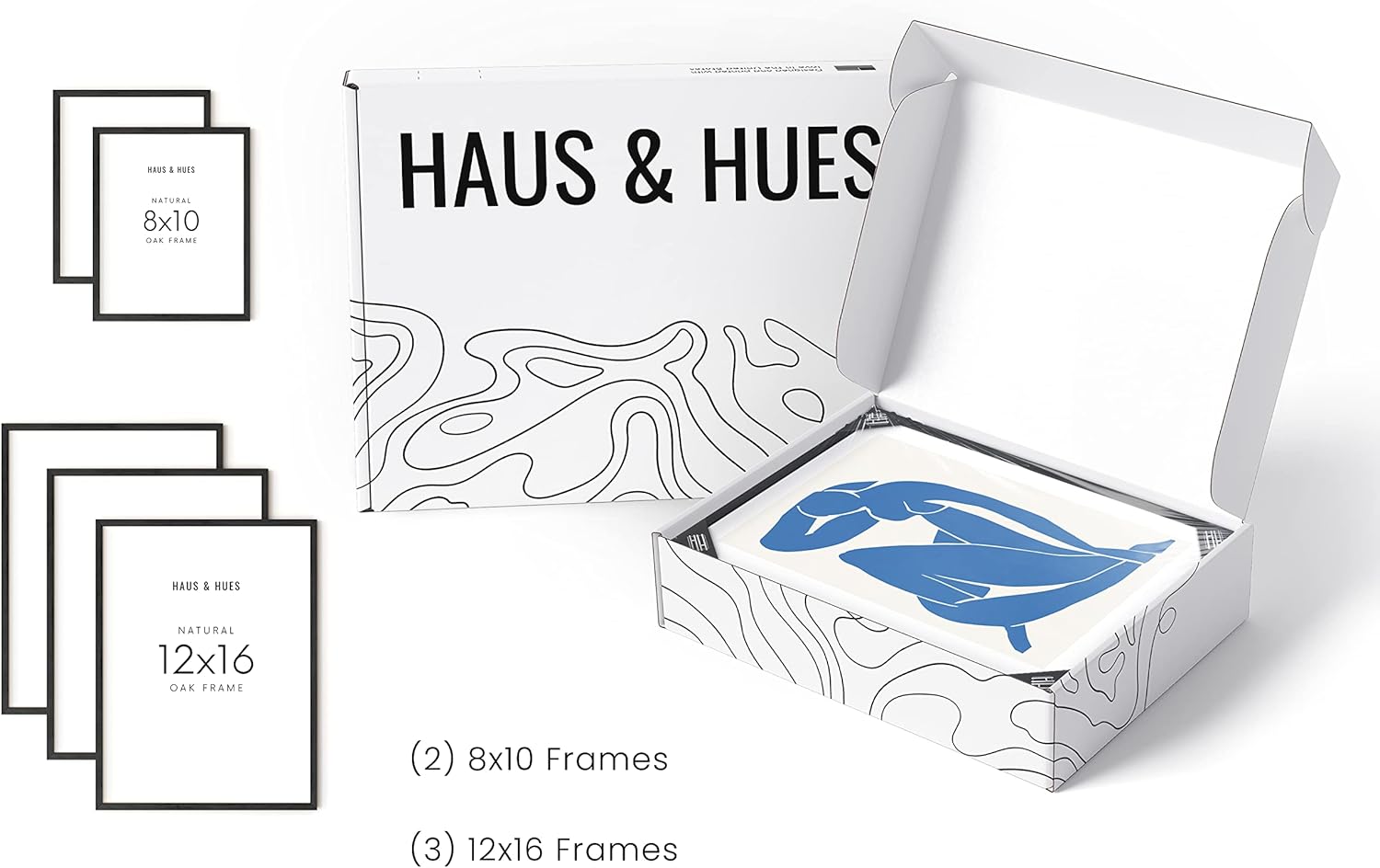 HAUS AND HUES Picture Frames for Wall - Set of 5 black photo frames, Photo Frame Collage, Bulk
