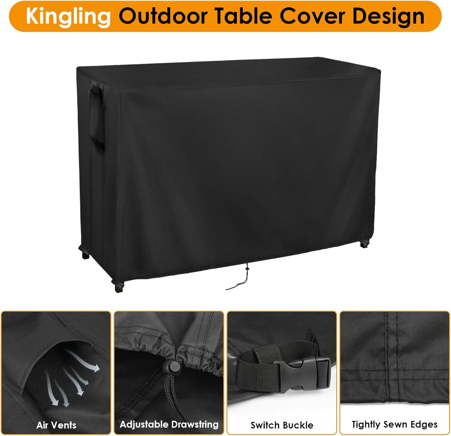 Kingling Outdoor Table Cover for Outdoor Bar Table, 78 Inch Waterproof Patio Bar Table Cover