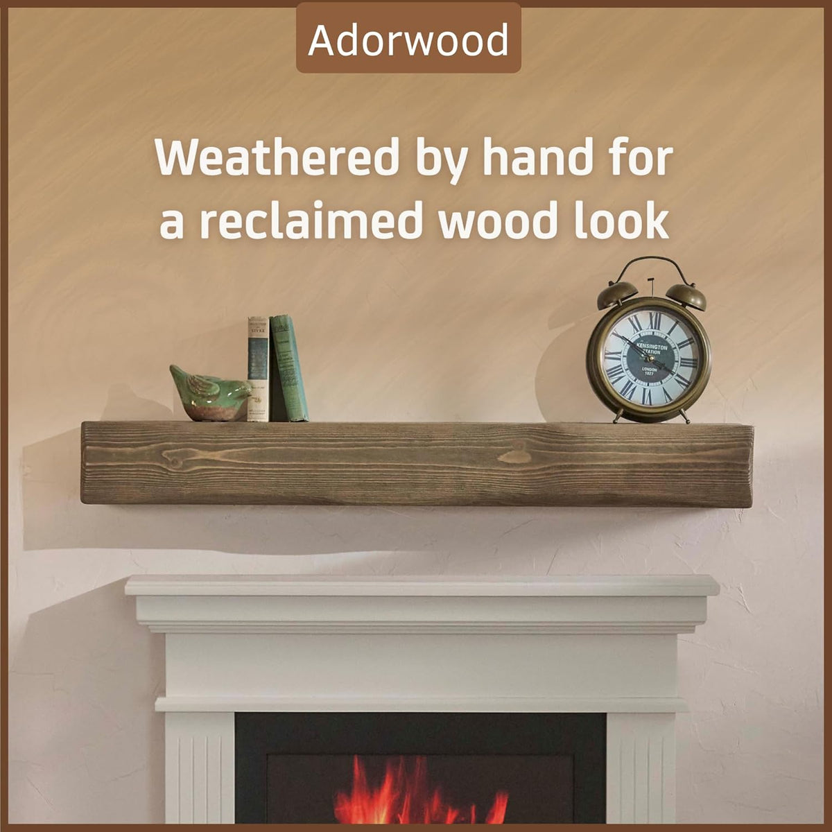 Handmade Fireplace Mantel Shelf 48", Extra Wide Rustic Wood Mantles for Over Fireplace, Wall