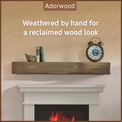Handmade Fireplace Mantel Shelf 48", Extra Wide Rustic Wood Mantles for Over Fireplace, Wall
