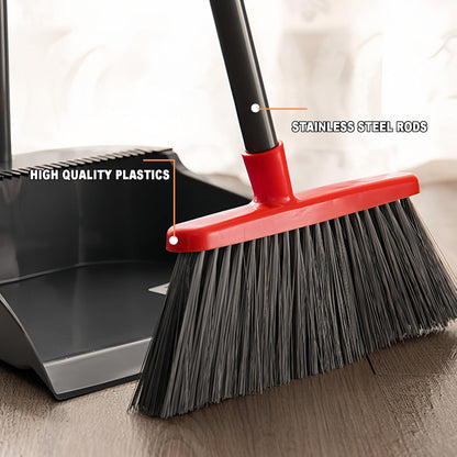 Small Broom Stiff Bristles Brush with Long Handle Indoor or Outdoor Compact Broom for Sweeping