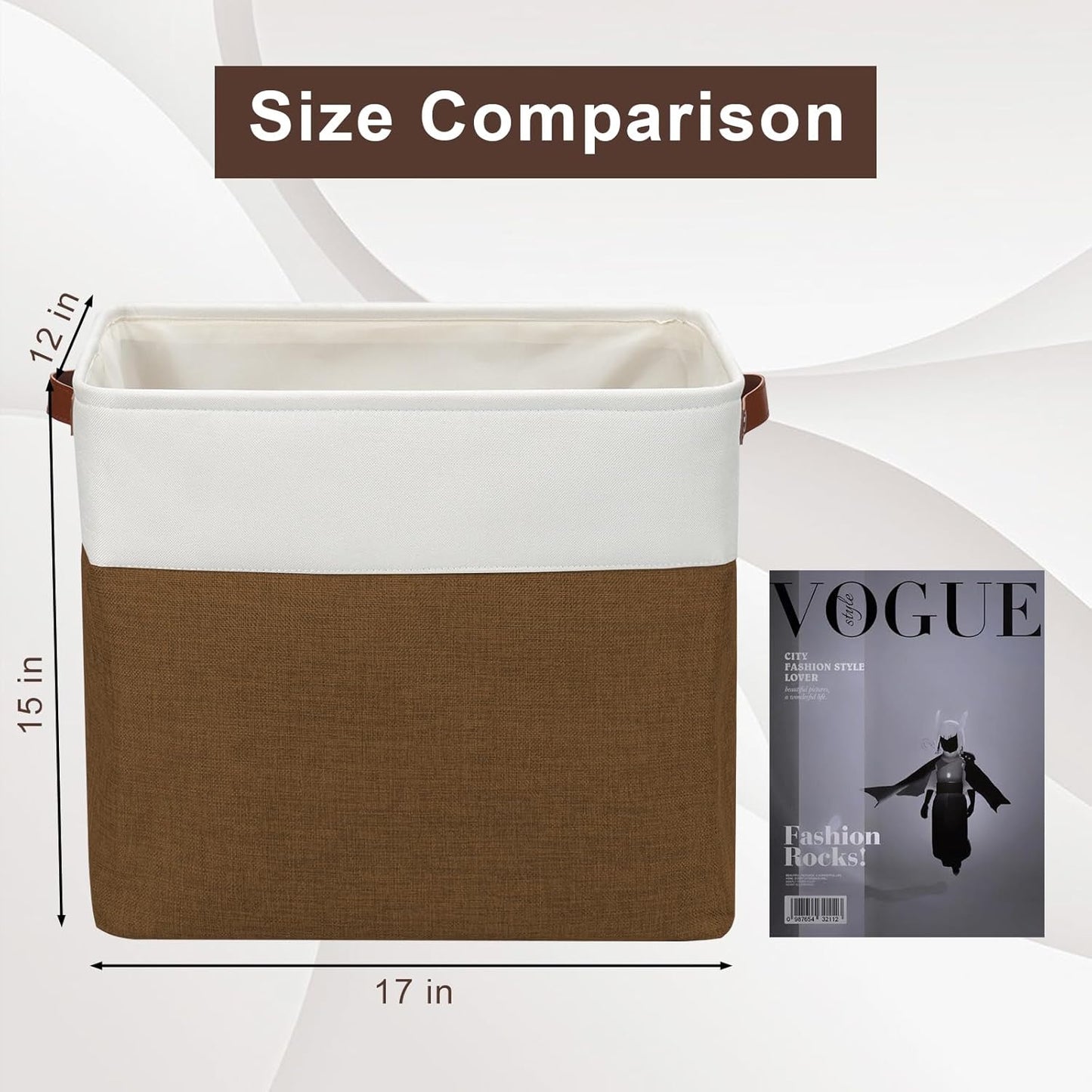 Large Fabric Storage Baskets | 50L Storage Bins, Decorative Linen Closet Baskets with Handles for
