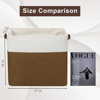Large Fabric Storage Baskets | 50L Storage Bins, Decorative Linen Closet Baskets with Handles for