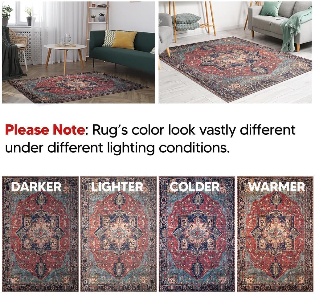 Keen Home Design 4x6 Rug - Machine Washable Area Rug with Non-Slip Backing, Ideal for Living Room