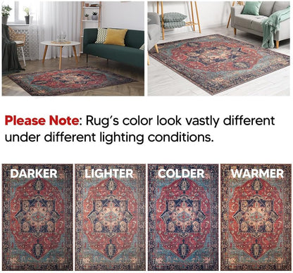 Keen Home Design 4x6 Rug - Machine Washable Area Rug with Non-Slip Backing, Ideal for Living Room