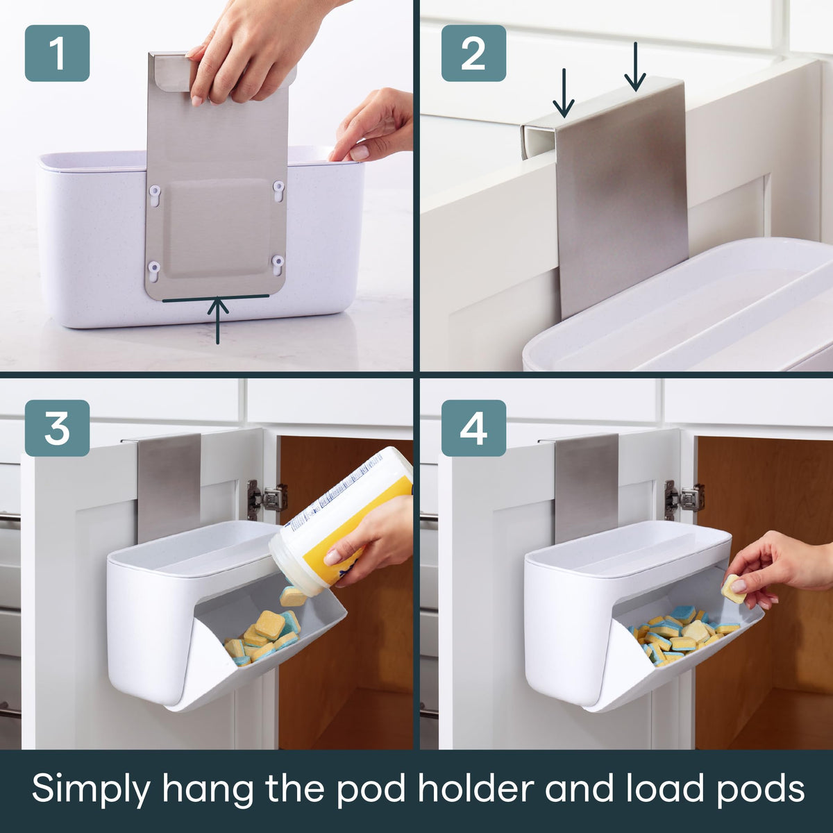 YouCopia DoorStash Dishwasher Pod Holder, Cabinet Door Storage Container