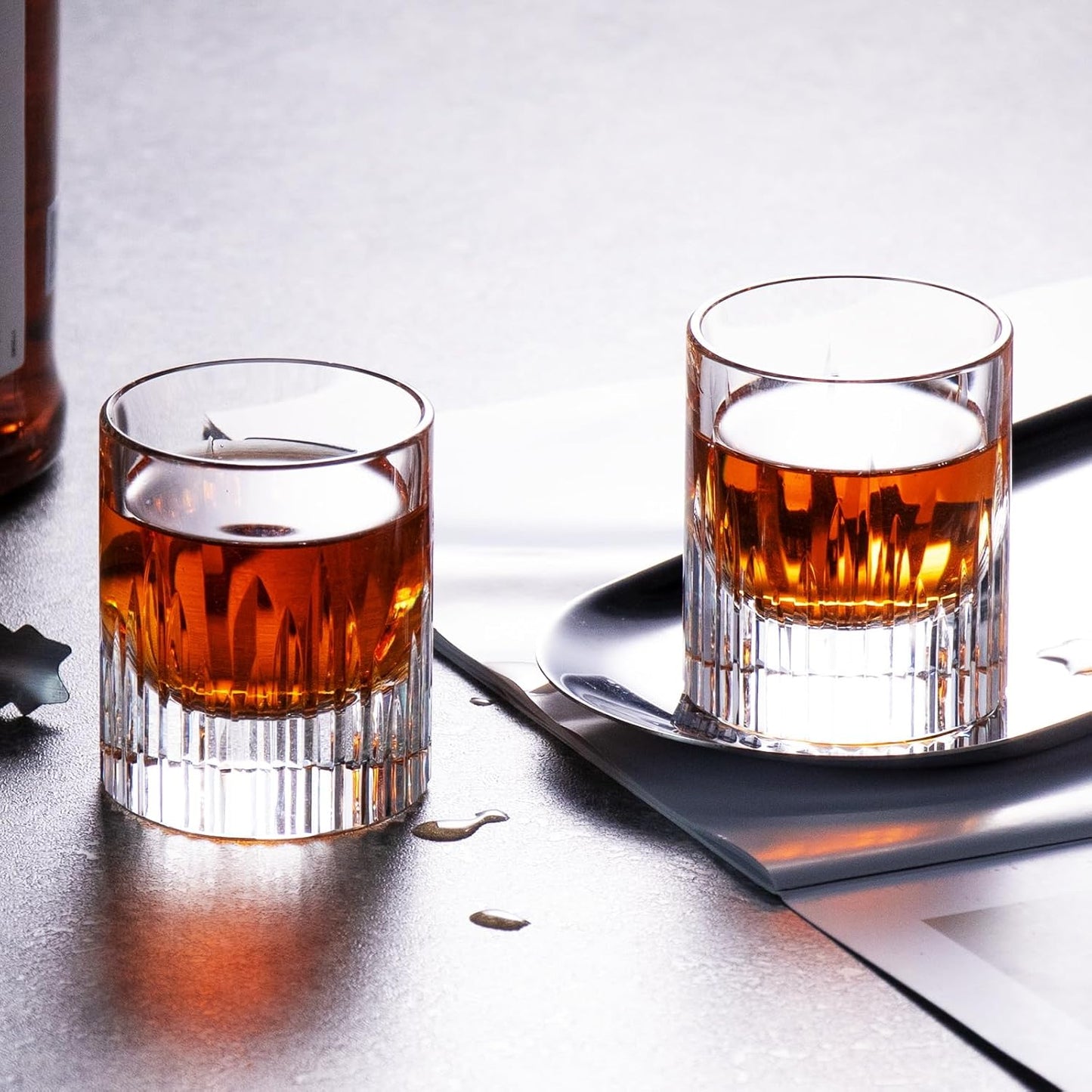 KAMMAK Crystal Whiskey Glasses Set of 2, Luxury 2.03oz Old Fashioned Glasses Stemless, Handcrafted