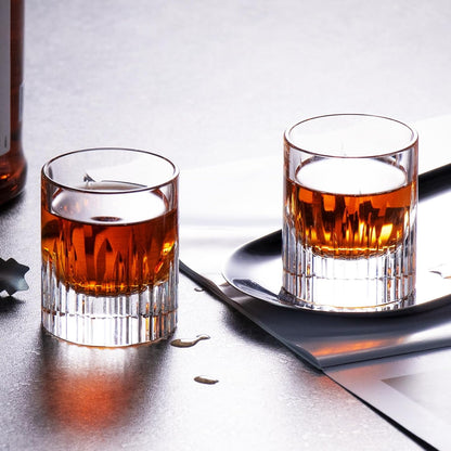 KAMMAK Crystal Whiskey Glasses Set of 2, Luxury 2.03oz Old Fashioned Glasses Stemless, Handcrafted