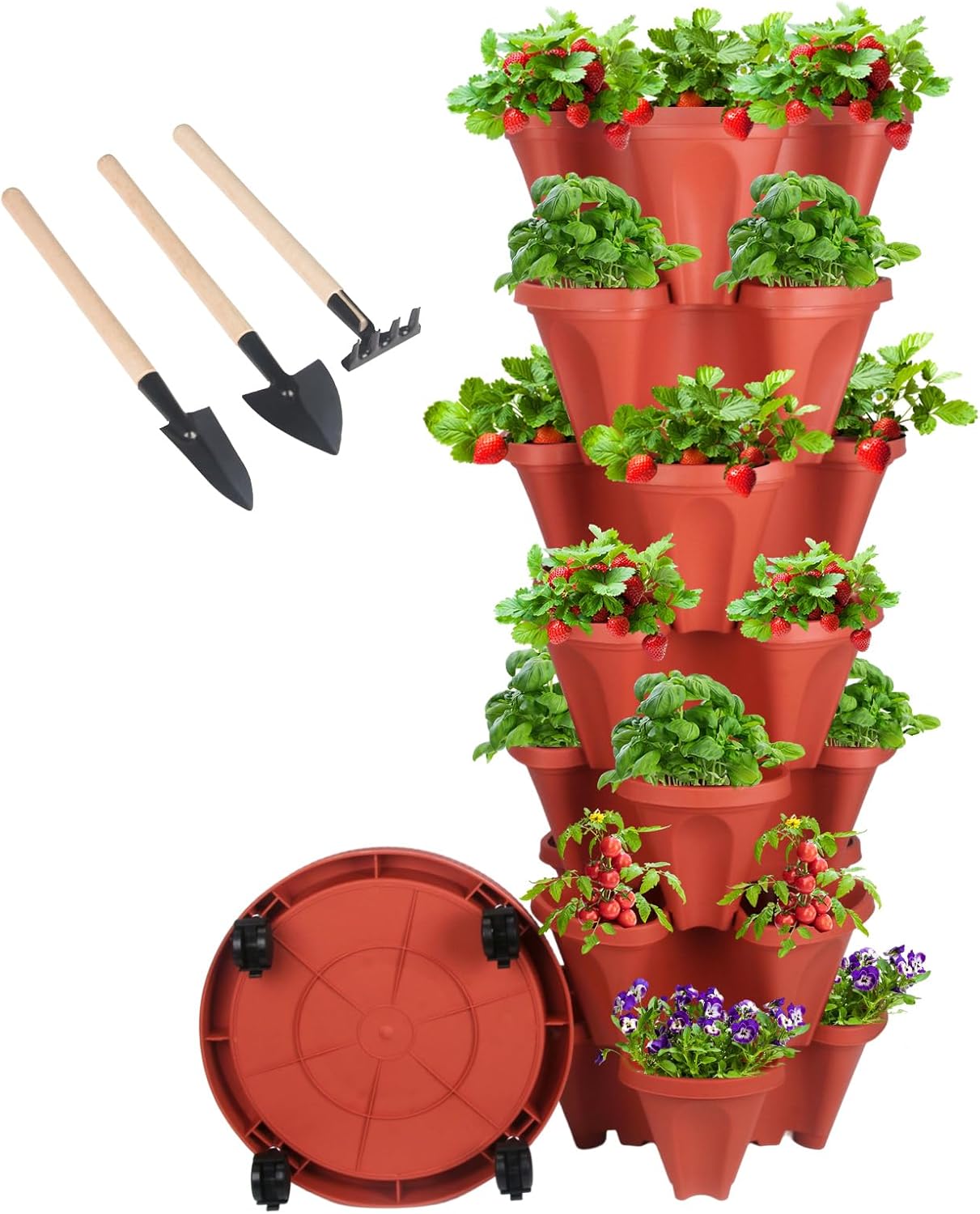 Vertical Planter 7 Tier Stackable Planters Garden Planters Strawberry Herb Flower and Vegetable