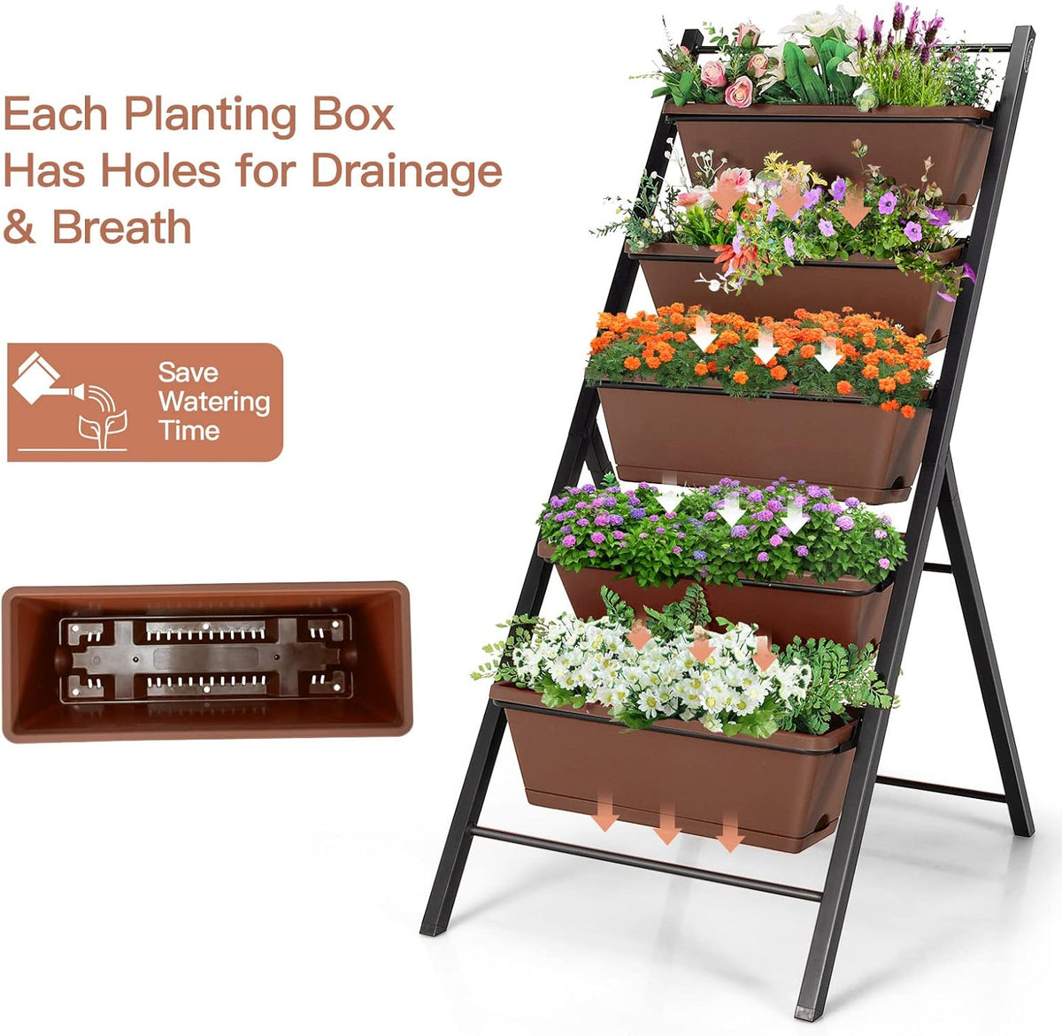 S AFSTAR 5-Tier Vertical Garden Planter, 5-Layer Raised Garden Bed with 5 Detachable Planter Boxes