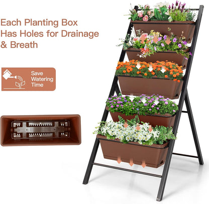 S AFSTAR 5-Tier Vertical Garden Planter, 5-Layer Raised Garden Bed with 5 Detachable Planter Boxes