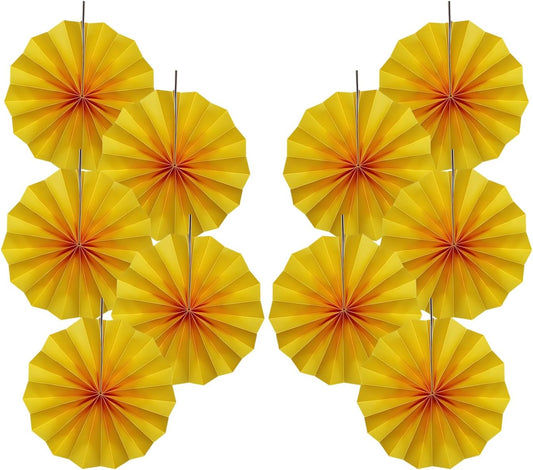 Yellow Birthday Decorations,DIY Yellow Paper Fans Hanging Decoration ,Party Supplies Party Fans