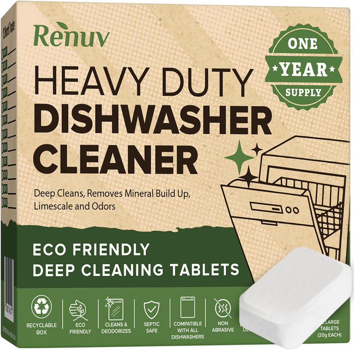Dishwasher Cleaner + Washing Machine Cleaner Bundle - Heavy Duty Appliance Deep Cleaning, Descaling