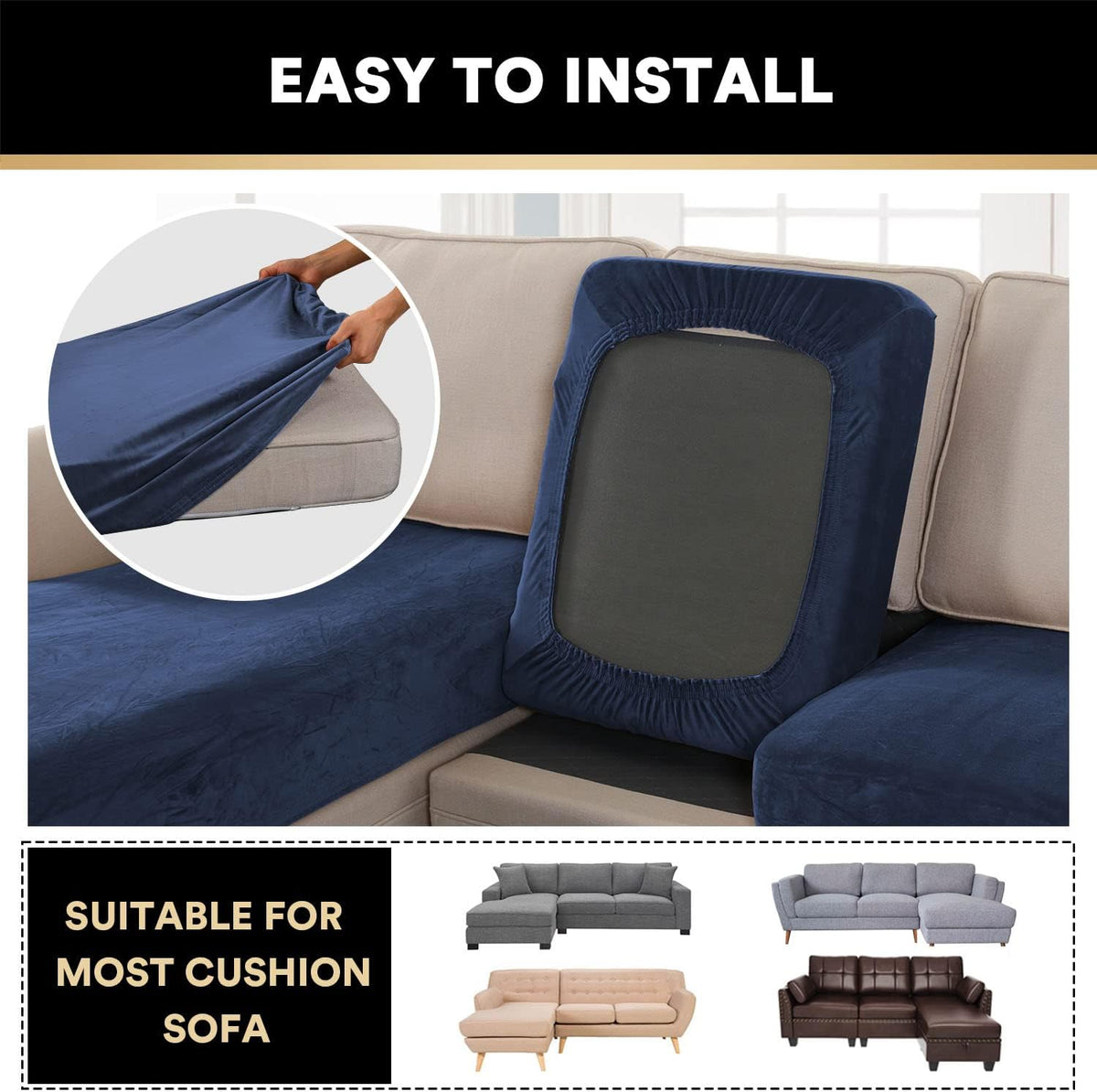 PrinceDeco Sectional Couch Covers 3 Pieces Velvet Sofa Covers L Shape Soft Couch Covers for