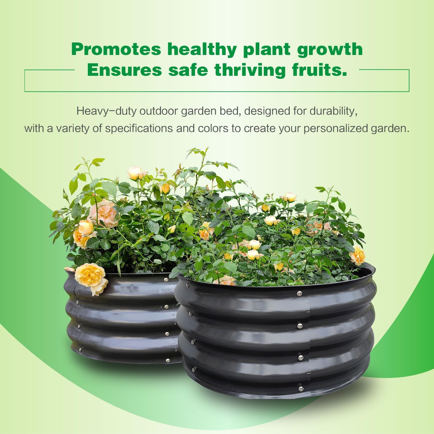GARDMAX 2 Pack 2x2x1FT Galvanized Round Raised Garden Bed Kit, Metal Planter Boxes Outdoor with
