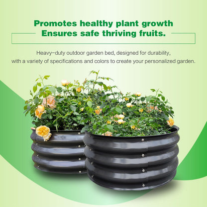 GARDMAX 2 Pack 2x2x1FT Galvanized Round Raised Garden Bed Kit, Metal Planter Boxes Outdoor with