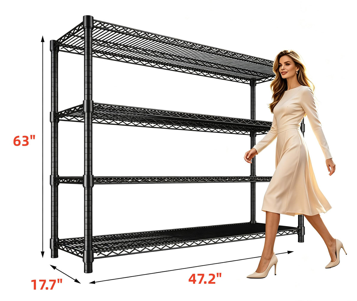 Garvee 4-Tier Wire Shelving 2560LBS Heavy Duty Storage Shelves Garage Rack