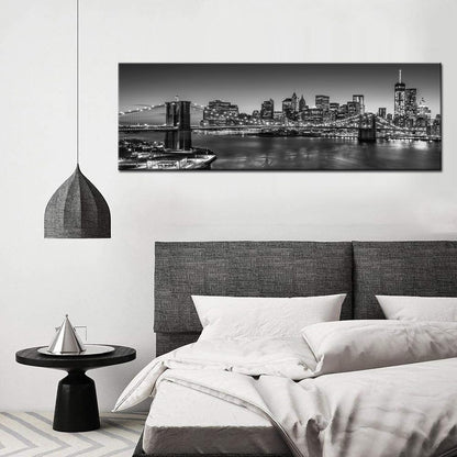 Biuteawal - Black and White Brooklyn Bridge Canvas Wall Art New York City Picture Print Manhattan