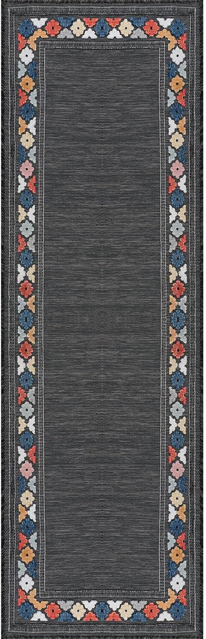 Beverly Rug Outdoor Runner Rug 2x7 Modern Floral Bordered Area Rugs for Indoor and Outdoor Patio