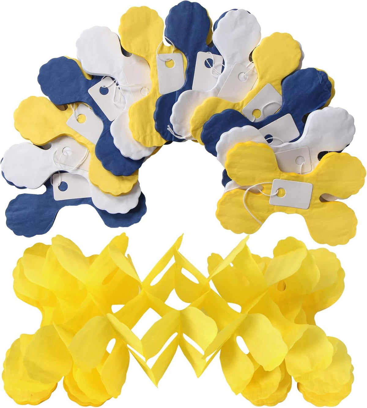 Navy-Blue White-Yellow Party-Decorations Streamers Garland - 12pcs 4-Leaf Clover Paper