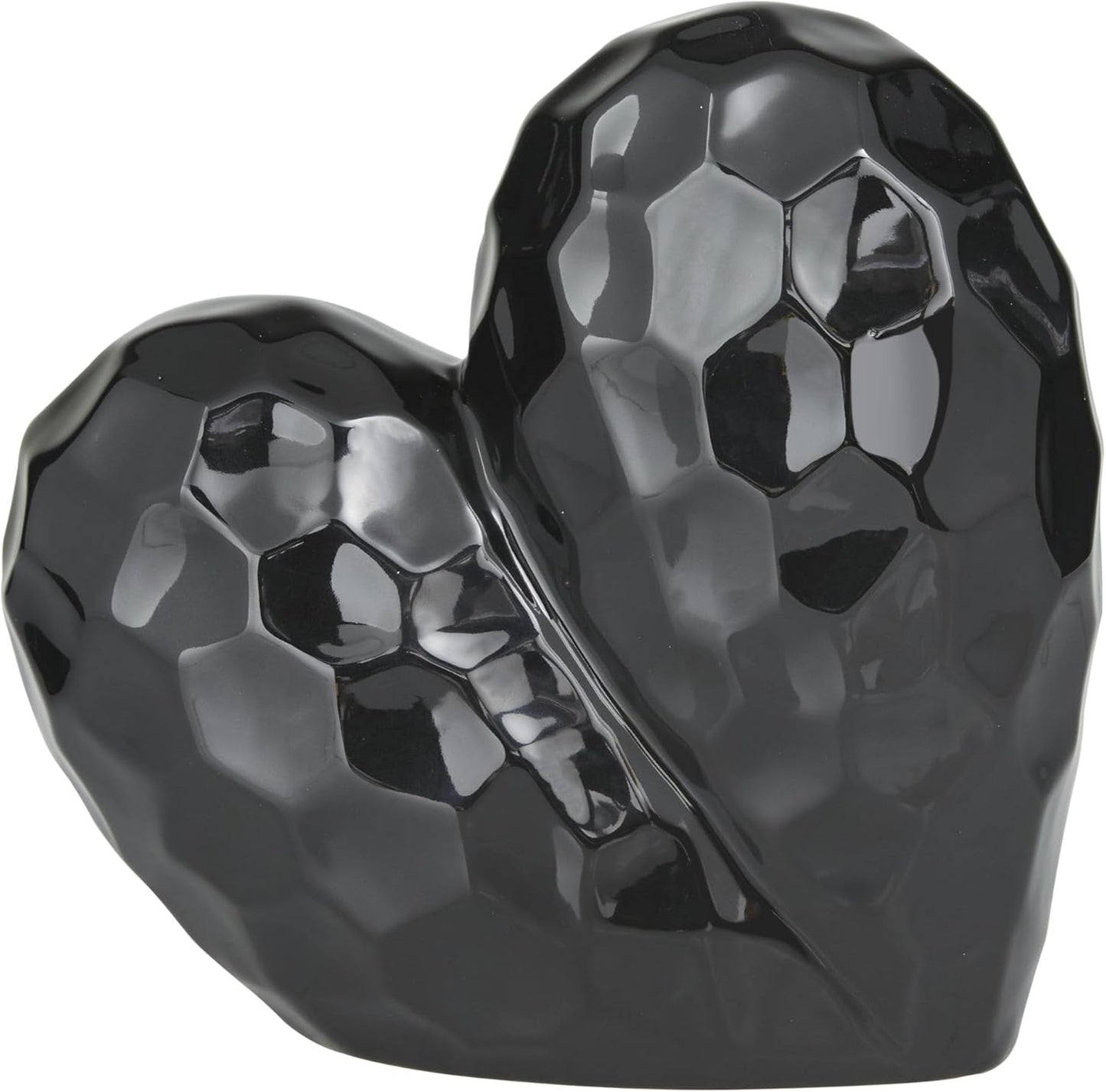 Deco 79 Porcelain Ceramic Heart Decorative Sculpture Dimensional Angled Origami Inspired Home Decor