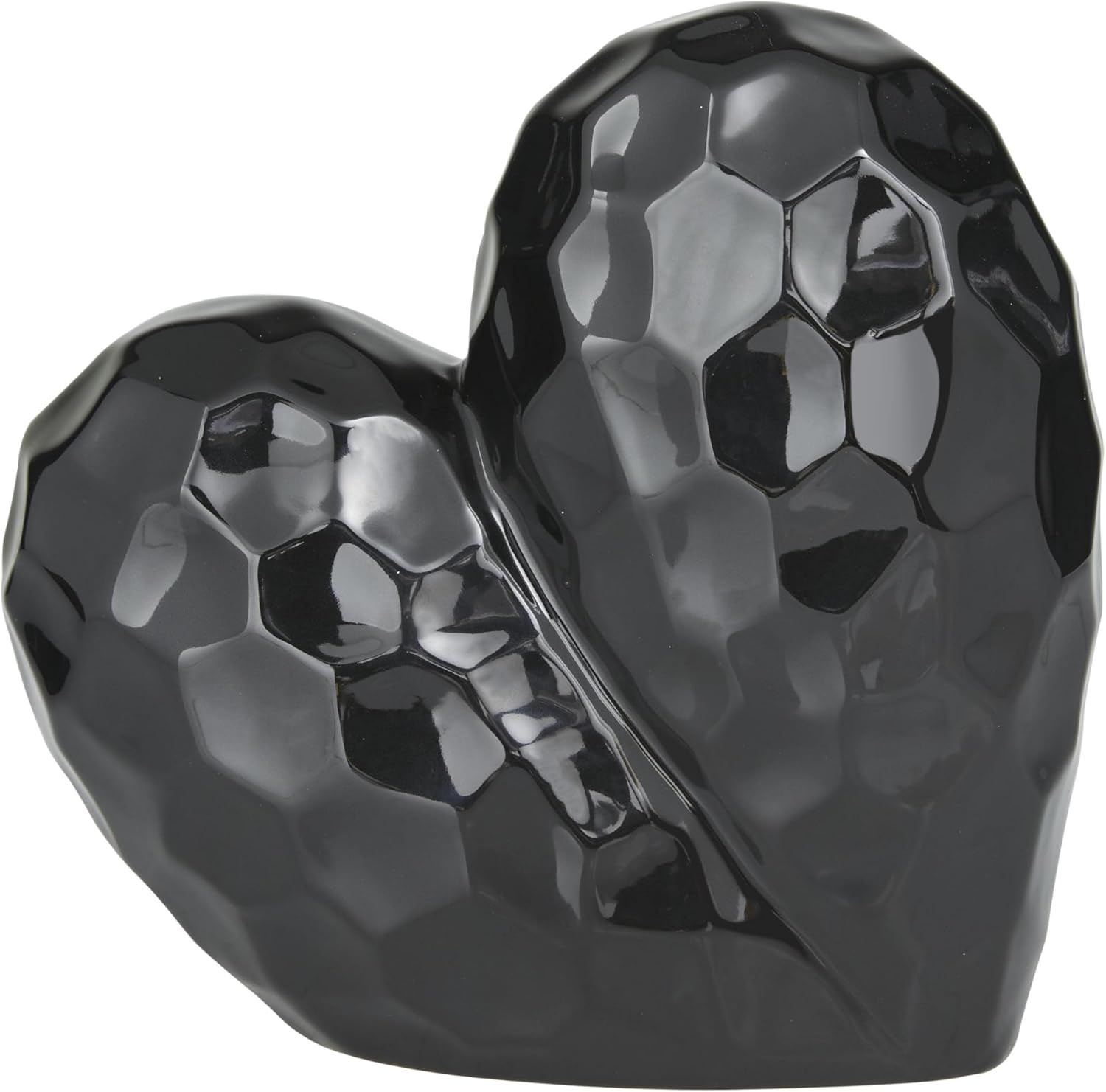 Deco 79 Porcelain Ceramic Heart Decorative Sculpture Dimensional Angled Origami Inspired Home Decor