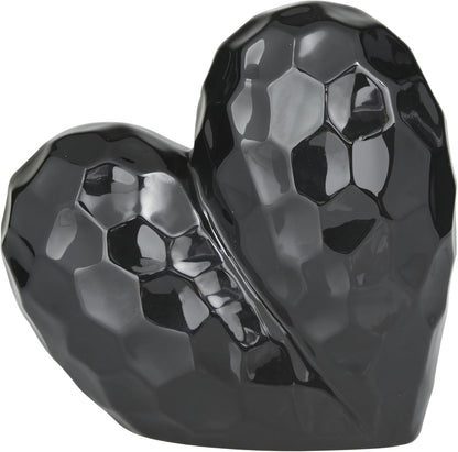 Deco 79 Porcelain Ceramic Heart Decorative Sculpture Dimensional Angled Origami Inspired Home Decor
