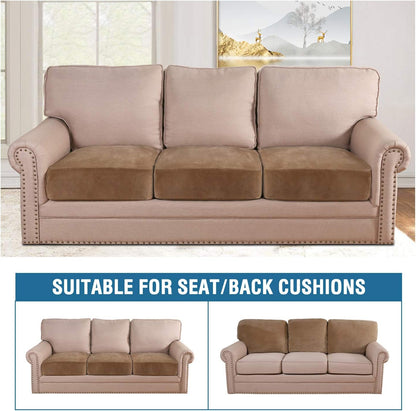 H.VERSAILTEX Velvet Stretch Couch Cushion Cover Plush Cushion Slipcover for Chair Loveseat Sofa