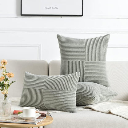 Fancy Homi 2 Packs Grey Decorative Throw Pillow Covers 18x18 Inch for Living Room Couch Bed Sofa
