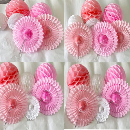 12pcs 6'' 8'' Honeycomb Balls Tissue Paper Fans Party Honeycomb Ball Fans Decorations Tissue Pom