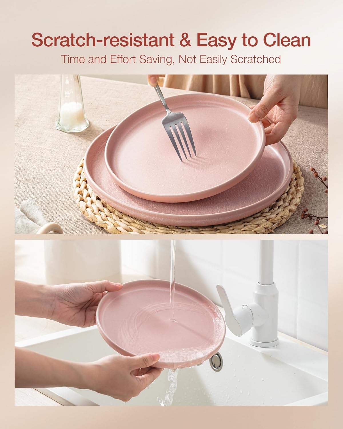 Famiware Milkyway Plates and Bowls Sets, 12 Pieces Dinnerware Sets, Reactive Glaze Dish Set