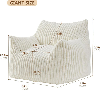 Giant Bean Bag Chairs for Adults Teens, Large Bean Bag Sofa Chairs with Filling Comfy Fuzzy BeanBag