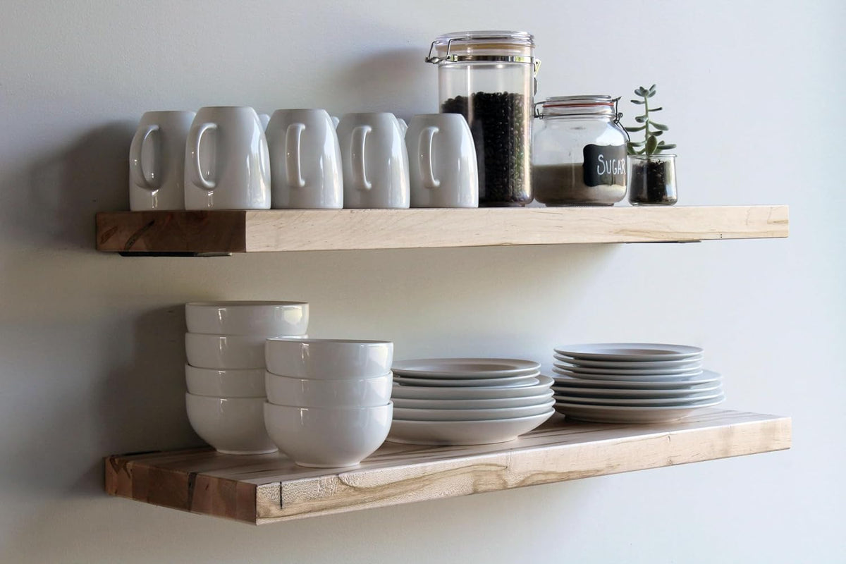 Urban Legacy Deep Floating Shelves | Wormy Maple with Furniture Grade Clear Coat | Low Profile