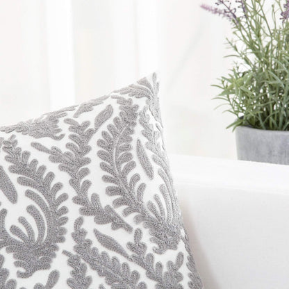 HWY 50 Grey Gray Decorative Throw Pillow Covers 18x18 Inch (1 Piece), Embroidered Cotton Farmhouse