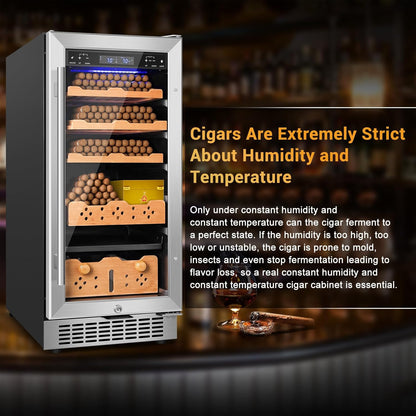Electric Cigar Humidor, 15 Inch Upgraded Large Capacity Humidor Cabinet with Powerful Compressor
