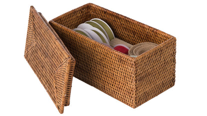 Kouboo La Jolla Rattan Storage Box, Toilet Roll Holder, Honey Brown