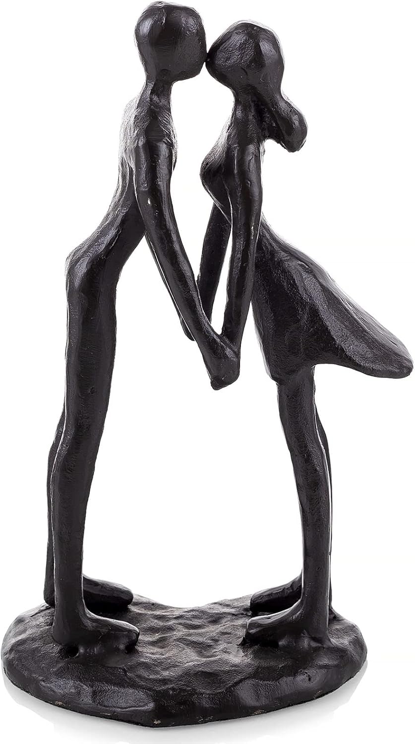 Sziqiqi Couple Sculptures Cast Iron Gift for Anniversaries Wedding Small Modern Abstract Figurine