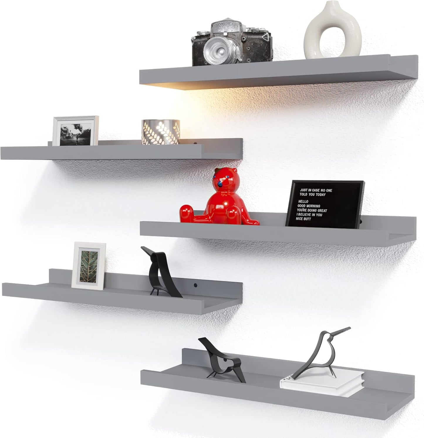 RICHER HOUSE Mounted Shelves for Wall Decor, Modern Picture Ledge Shelf with Lip for Wall Storage