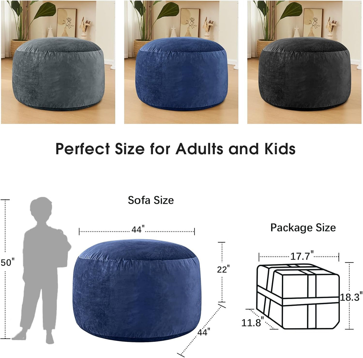 Bean Bag Chairs for Adults - Memory Foam Furniture BeanBag Chair - Kids/Teens Sofa with Soft Micro