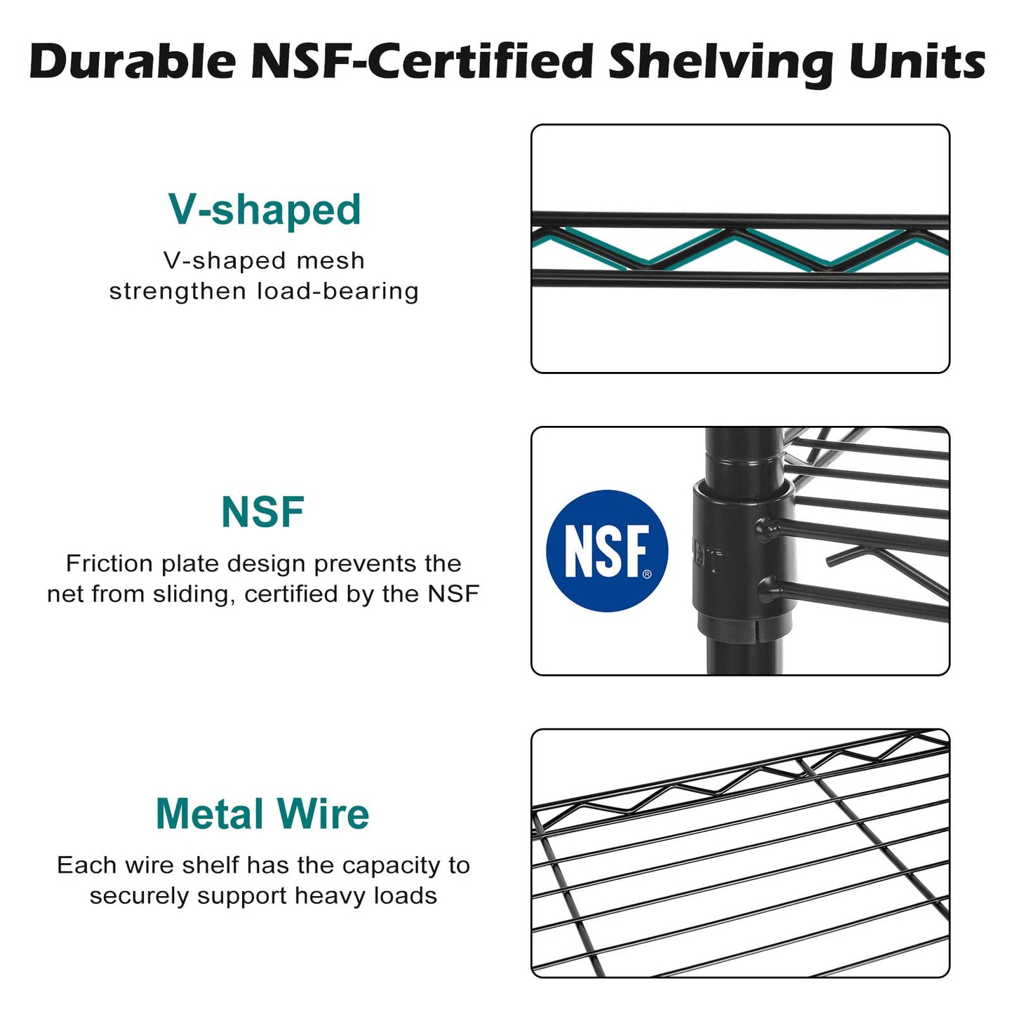 WDT NSF Certified Storage Shelves on Wheels, Heavy Duty Metal Shelves for Storage with Adjustable