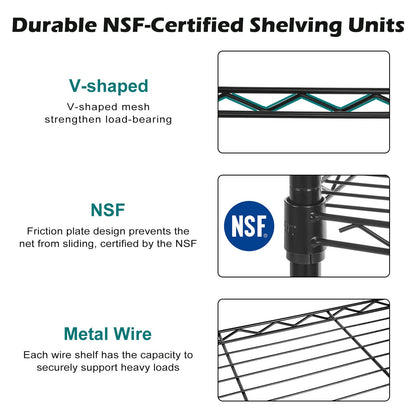 WDT NSF Certified Storage Shelves on Wheels, Heavy Duty Metal Shelves for Storage with Adjustable
