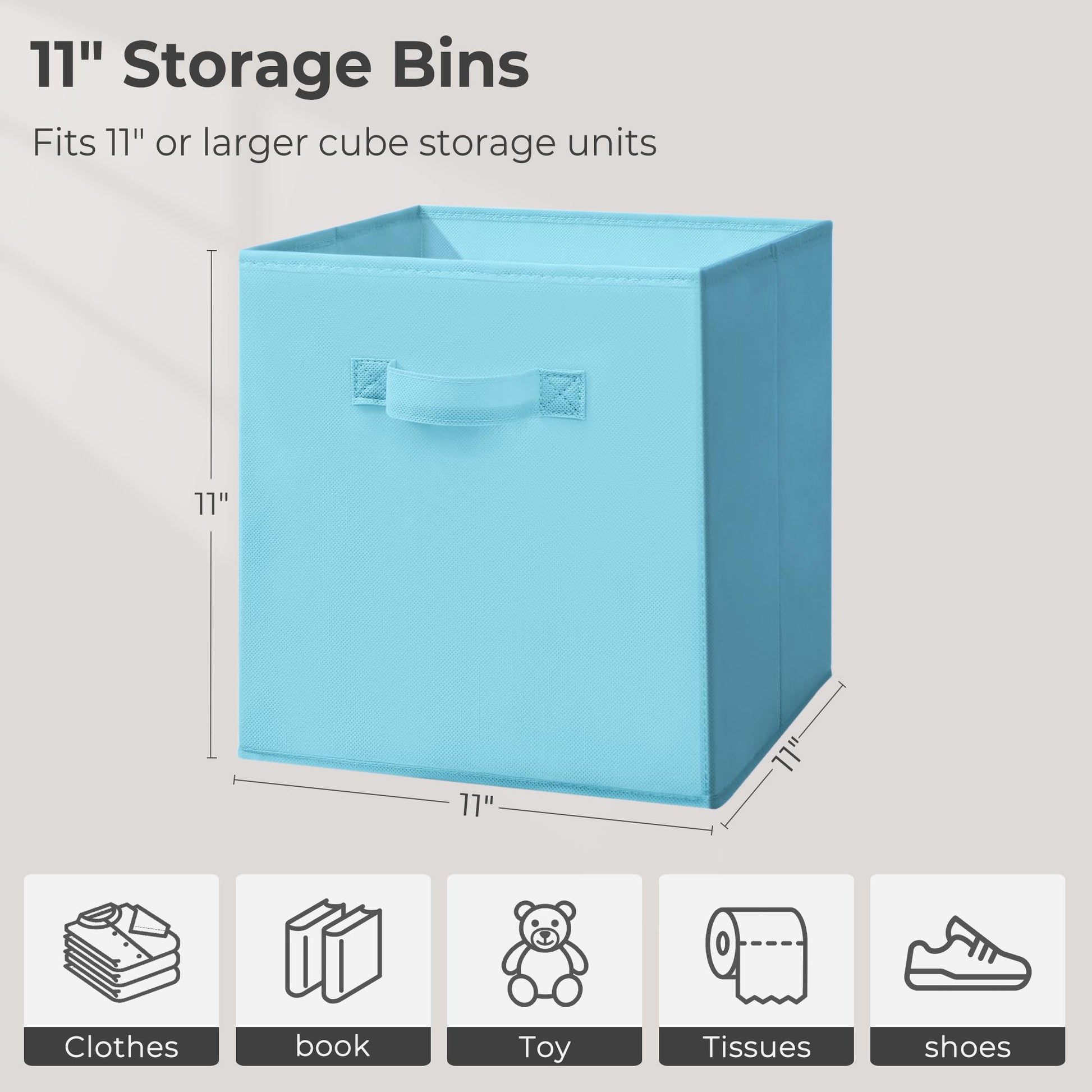 STORAGEIDEAS 11x11 Inch Storage Bins Cubes, Fabric Foldable Storage Box, Collapsible Closet
