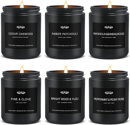 JXDLSQ 6 Pack Candles for Home Scented Aromatherapy Candles Gifts Set for Men, Men Candle Set, 42