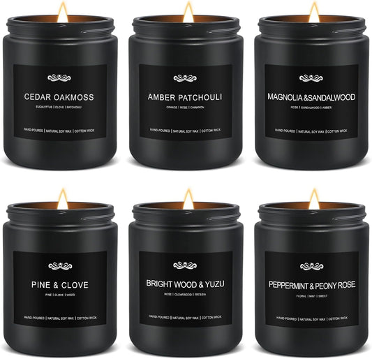 JXDLSQ 6 Pack Candles for Home Scented Aromatherapy Candles Gifts Set for Men, Men Candle Set, 42