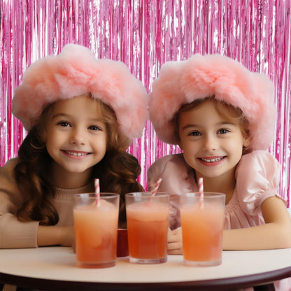 3 Pack Foil Fringe Backdrop - Pink Shiny Tinsel Curtains for Party Decoration/Photo Booth Props