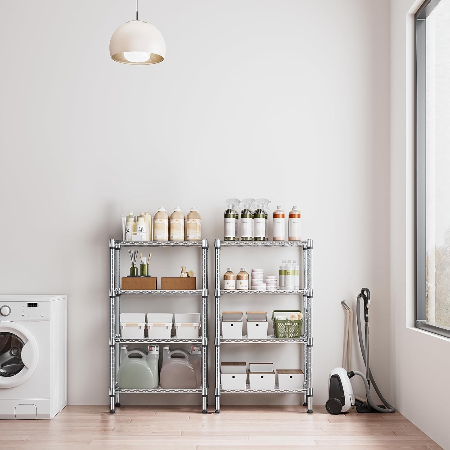 1000 lbs 4 Tier Shelf Metal Storage Shelves Wire Rack Closet Organizers for Garage Kitchen Bathroom