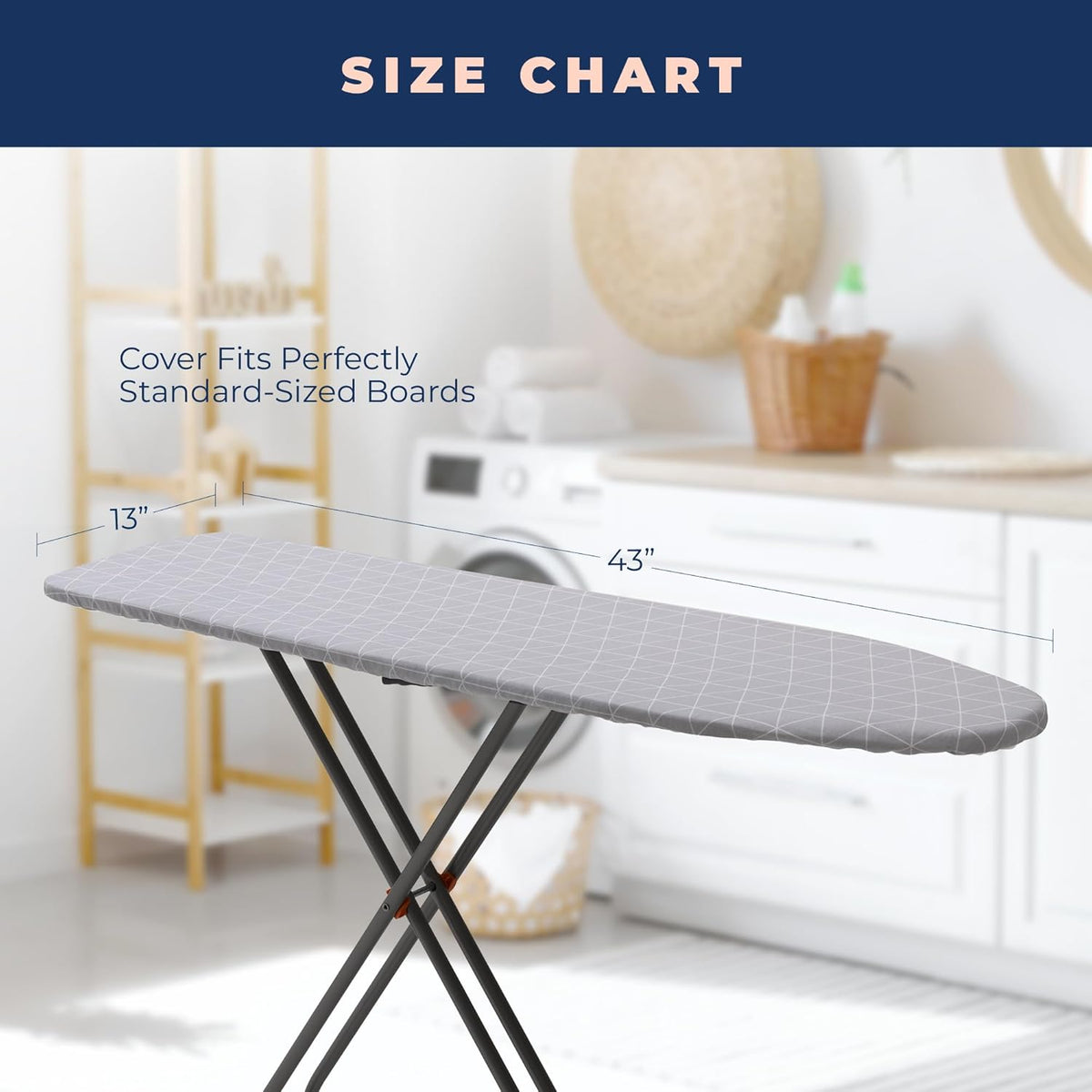 Happhom 13 x 43 Ironing Board Cover and Pad Extra Thick Heavy Duty Padded with Extra White Superior