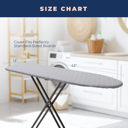 Happhom 13 x 43 Ironing Board Cover and Pad Extra Thick Heavy Duty Padded with Extra White Superior